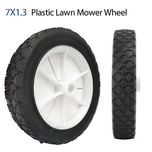 7x1.3'' Push Lawn Mower <b>Wheels</b>, 7 Inch Spoked <b>Plastic</b> <b>Wheel</b> and Tire for Lawnmower and DIY Trolley Wagon Cart - Product Image 5