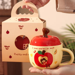 Adorable Apple Shaped Ceramic <strong>Mug</strong> With Lid Perfect Gift for Her Birthday or <strong>Friendship</strong> Day - Product Image 6