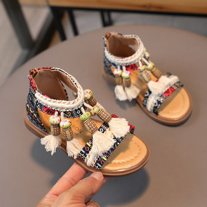 Zapatos de Piel Sintética Antideslizantes para Niños, Sandalias de Playa Estilo Bohemio, Sandalias Planas para Niñas Pequeñas - Product Image 4