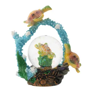 "Resin Crafts Ocean Life Handmade Crystal Snowglobe Beach Themed Gift for Seaside Cafes Sunset Viewing Decks