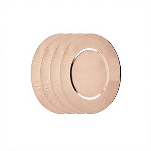 Ensemble de 4 assiettes de présentation ovales en cuivre martelé de qualité supérieure, fabriquées en Inde - Product Image 1