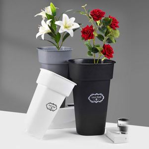 Wholesale <b>Square</b> ABS Plastic <b>Vase</b> Black White Color Multipurpose <b>Vase</b> Home Office Event Centerpieces Decor <b>Vase</b> - Product Image 3