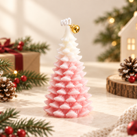 Bougie de Noël Dégradé 5 Couleurs Clochette Dorée Rose Blanc Menthe Vert Olive Décoration de Noël