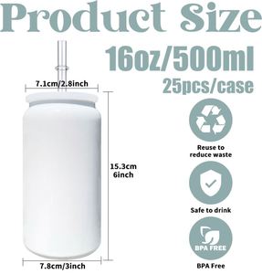 Custom Logo White Blank Sublimation Stainless Steel 16Oz Unbreakable Metal <b>Drinking</b> Soda Can Keep <b>Hot</b> Cold - Product Image 2