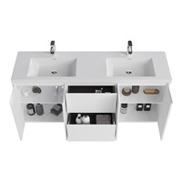 Meuble-lavabo de salle de bain de 72 pouces en gros, armoire étanche, double vasque en pierre artificielle, stock en entrepôt américain, échantillon commercial