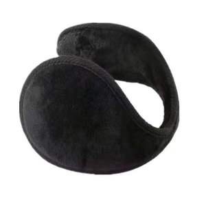 Cache-oreilles chauds et épais doublés de polaire, noirs, pour l'hiver, pour hommes et femmes, design en peluche à fixation dorsale - Product Image 1