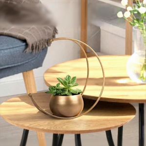 Florero Metálico con Diseño de Luna y Acabado Dorado, Florero Decorativo Moderno para Sala de Estar, Dormitorio, Oficina, Decoración de Mesa - Product Image 4