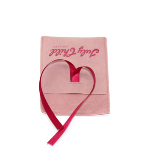 Bolsa de Joyería Personalizada de Terciopelo <span class=keywords><strong>Rosa</strong></span> Pálido con Solapa y Logotipo <span class=keywords><strong>Rosa</strong></span> - Product Image 2