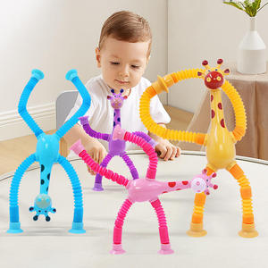 Jouet éducatif en plastique anti-stress en forme de girafe de dessin animé télescopique avec ventouse, forme variable pour les cadeaux d'enfants - Product Image 1