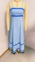 Robe longue décontractée bohème pour femme, bretelles spaghetti, coupe ample, légère, avec bordure en zigzag, taille haute, pour l'été et la plage, OEM ODM