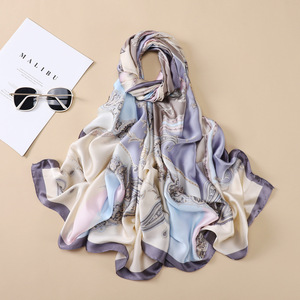 Cubes <b>Stitching</b> Long <b>Towel</b> 90*180 Lady Scarf Silk of Satin <b>Beach</b> <b>Towel</b> Ethnic Scarves Manufacturers for Bulk Scarves - Product Image 2