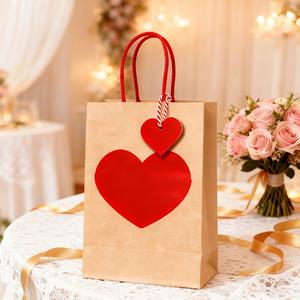 Bolsas de Regalo Personalizadas al por Mayor para el Día de San Valentín, Bolsas de Embalaje de Regalo en Forma de Corazón, Bolsas de Dulces, Bolsas de Papel Kraft con Asas - Product Image 6