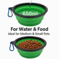 Bol pour chien pliable et portable en TPE de 650 ml avec mousqueton, durable, personnalisable avec logo, pour eau et nourriture, idéal pour les voyages – Vente en gros