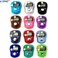 Compteur de points élégant en strass pour le crochet - Compteur de doigt en diamant scintillant avec décor floral pour le tricot et le suivi des rangs
