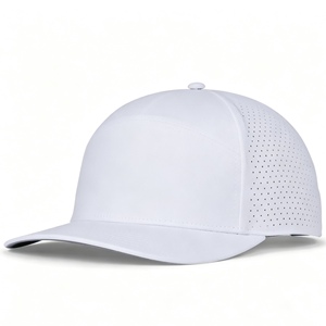 Wholesale Laser Cut Perforated Baseball Cap Custom Logo Quick‑Dry Performance Fabric 5 Panel Structured Unisex Golf Sports <b>Hat</b> - Product Image 6
