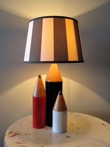 Wooden Pencil <b>Table</b> <b>Lamp</b> with Metal Accents Unique Desk Light Featuring Pencil Shaped Wooden <b>Base</b> and Sleek Metal Detailing - Product Image 2