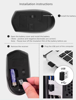 Mouse Nirkabel USB 2.4GHz 1600dpi 4-tombol Desain Ergonomis Optik Bertenaga Baterai Senyap untuk Laptop/PC Desktop Kantor