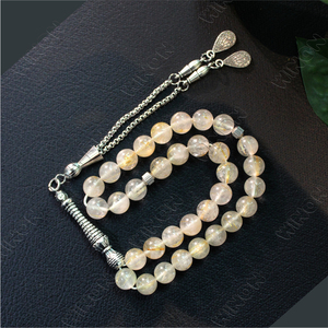 Cuarzo Rutilado Dorado Natural, Piedra Preciosa <span class=keywords><strong>de</strong></span> <span class=keywords><strong>Cristal</strong></span> 100% Natural, <span class=keywords><strong>Rosario</strong></span> Islámico <span class=keywords><strong>de</strong></span> 33 Cuentas, Misbaha, Masbaha, Tasbeeh, Sibha - Product Image 1