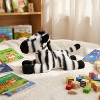 Peluche Zèbre Réaliste Adorable, Jouet en Coton PP Doux, Poupée en Peluche avec Doublure en Maille Moelleuse, Cadeau pour Enfants sur le Thème de la Jungle, Personnalisable OEM, Vente en Gros avec Étiquette