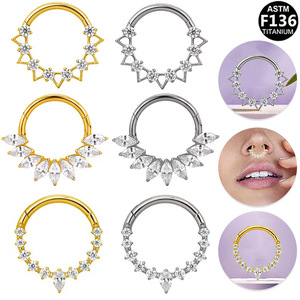 Anneau de nez marquise en titane incrusté de zircon pour piercing, bijoux de fête et mode - Product Image 1