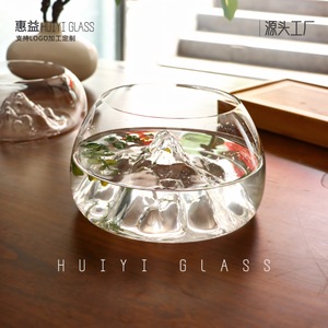Huiyi Glass <b>Mini</b> Iceberg <b>Fish</b> <b>Tank</b> Round Thickened Glass Ecological Ornament For Office Home Aquarium - Product Image 4