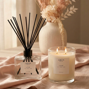 AIKUN – Coffrets Cadeaux de Bougies Naturelles et Diffuseurs à Bâtonnets en Verre avec Cire de Soja Naturelle et Logo Personnalisé pour Mariage, Thanksgiving, Noël - Product Image 2