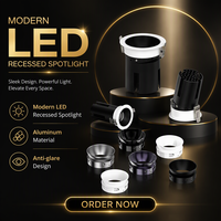 Spot encastré LED haute puissance anti-éblouissement, projecteur de plafond en aluminium, couleurs multi-réflecteurs, 3 tailles, éclairage intérieur pour la maison