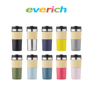 Tasses à café avec manches en Silicone en acier inoxydable, 350ml, sans BPA, ensemble <span class=keywords><strong>de</strong></span> couleurs, avec Logo personnalisé, pour voyage, style français - Product Image 6