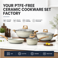 Ensemble de casseroles et poêles de cuisine en aluminium, sans PFOA, de haute qualité, pour cuisinière à induction, en céramique granit, antiadhésif