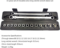 Ensemble d'outils de réparation automobile 15 pièces, jeu de douilles à cliquet combinées avec étui de rangement en plastique pour la réparation mécanique automobile