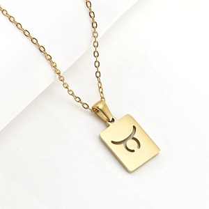 <span class=keywords><strong>Horoscope</strong></span> <span class=keywords><strong>personnalisé</strong></span> en acier inoxydable pour femmes et filles PVD or 18k signe <span class=keywords><strong>du</strong></span> zodiaque collier à pendentifs géométriques évidés bijoux - Product Image 5