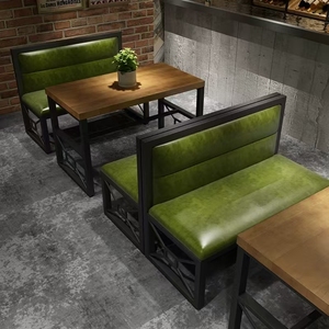 Muebles de restaurante de café comercial personalizado, mesas de comedor y sillas, juegos de sofás, asientos de cabina de cuero de madera para comida rápida - Product Image 4