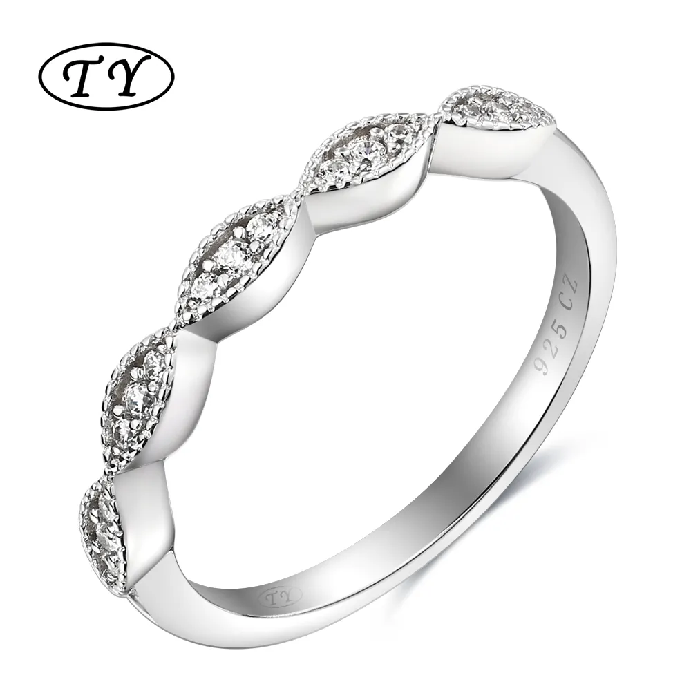 TY Jewelry wholesale 925 wedding ring set for couple charm wedding plain couple wedding ring sets 925 sterling silver
