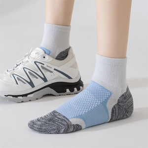 Breathable Terry Cloth Bottom Sports <b>Socks</b> Ankle <b>Socks</b> For <b>Running</b> Basketball Tennis Cotton Material Color Blocking Design - Product Image 2