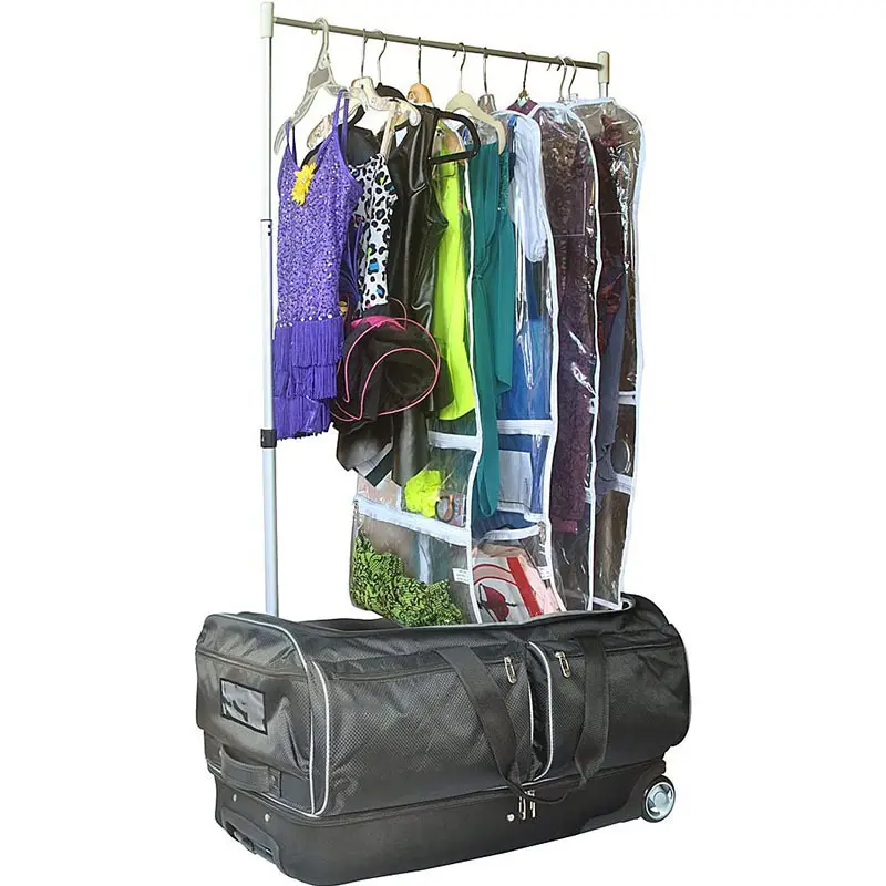 Large Rolling Wheeled Dance Costume Garment Bag Traveling Bags With Wheels Trolley Dance Bags With Garment Rack for Dancers