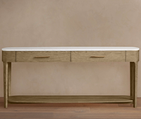 Meubles de salon modernes personnalisés en couleur, table console en bois massif, table d'entrée avec plateau en marbre