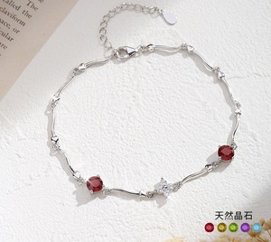 Pulsera Minimalista de Plata 925 Ajustable con Cristal de Corte Redondo de 5mm, Bañada en Oro Blanco con Piedra Natural, Regalo de Joyería para el Día de San Valentín - Product Image 2