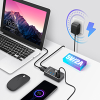 Concentrateurs USB en aluminium RSHTECH avec adaptateur d'alimentation CC 5V/2A, adaptateur de concentrateur 5 Gbps, concentrateur USB 3.0 4 ports pour Macbook et ordinateur