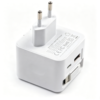 Chargeur pliable HNT 40W GaN avec câble USB-C rétractable intégré de 70 cm, double port A+C, adaptateur de voyage pour iPhone 16 15, prise en charge OEM ODM
