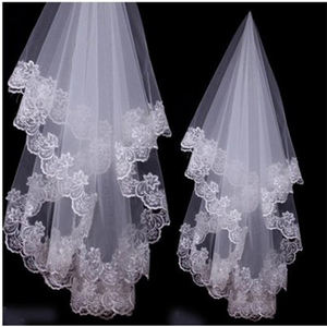 Accessoires de <span class=keywords><strong>mariage</strong></span> Ecoparty Voile de <span class=keywords><strong>mariage</strong></span> court blanc ivoire Voile de mariée une couche Appliques bord en dentelle Accessoires de <span class=keywords><strong>mariage</strong></span> bon marché - Product Image 3