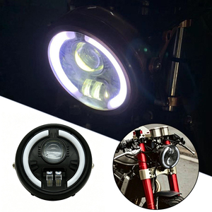 Phare LED rétro de 6 pouces pour moto Harley, avec clignotant ambre, phare avant rond universel noir - Product Image 2
