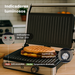 Griglia elettrica G da 2000W in acciaio inox, doppia piastra per sandwich per cottura interna - Product Image 3