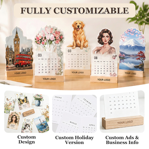 Calendario de Escritorio 2027, Calendario Decorativo de 12 Meses con Base de Madera y Diseño Floral para Oficina, Hogar y Mesa - Product Image 2