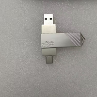 Shinny Flashdisk putar Usb c, Flash Drive logam 2.0 16GB 32GB 64GB 128GB 2in1 USB Tipe C gratis logo kustom
