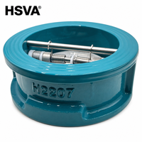 Clapet anti-retour manuel à double plaque en fonte ductile HSVA, type Wafer, GGG50 PN16, à ressort, compact, double disque, pour système de canalisation d'eau