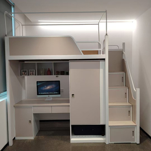 Set di Letti a Castello Moderni in Metallo per Adulti e Bambini con Scrivania e Armadio Nuovi Mobili per Appartamenti Arredo per Camere <span class=keywords><strong>da</strong></span> <span class=keywords><strong>Letto</strong></span> e Scuole - Product Image 1