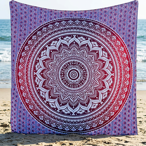 Tapis de plage en coton 100% fait main avec motif mandala ombré imprimé sur mesure, 140x200cm - Product Image 1