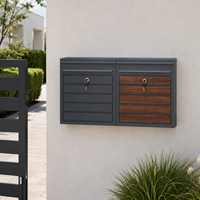 Boîte aux lettres murale aspect bois, en acier galvanisé, verrouillable, pour extérieur, avec couvercle anti-pluie et chaîne de sécurité