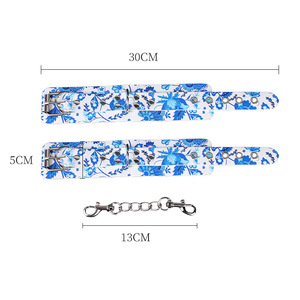Custom Blue-and-White Porcelain Pattern Handcuffs and Punishment Whip Leather Spanking Paddle for <strong>Bondage</strong> BDSM Sex Toys - Product Image 6