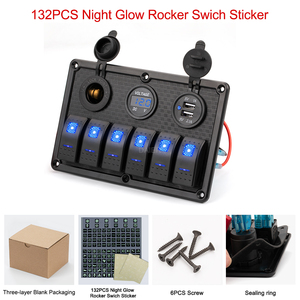 6 gang Rocker chuyển đổi bảng điều chỉnh xe Marine Rocker Thiết bị chuyển mạch 12V bảng chuyển đổi với 3.1A kép USB Vôn kế Thuốc lá nhẹ hơn - Product Image 5